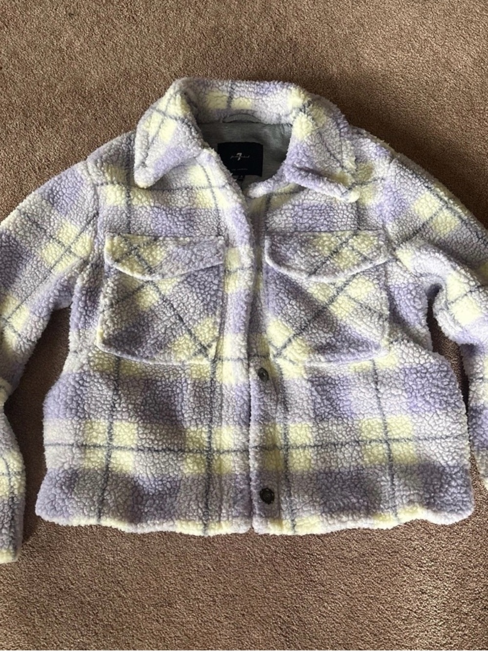 7 For All Mankind Sherpa fleece jacket small EUC - Picture 2 of 5